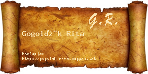 Gogolák Rita névjegykártya
